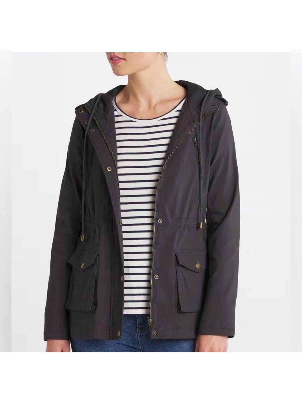 Eden Society Holly Contrast Hood Cargo Jacket Women's Blue Utility Zip